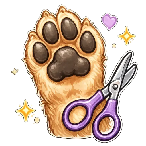 Illustration of a paw and nail scissors